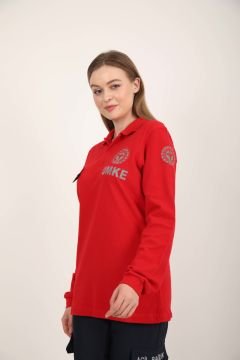 UMKE Kırmızı Lacost Uzun Kollu T-shirt