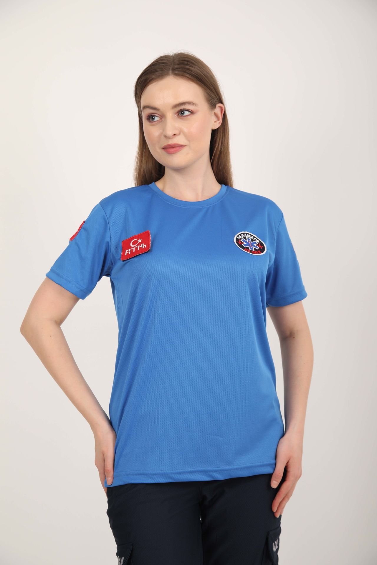Yeni Paramedik Sıfır Yaka Sax Mavisi Comfort T-shirt(Fileli-Unisex)