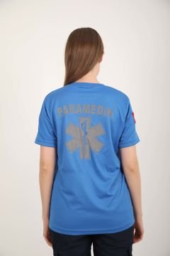 Yeni Paramedik Sıfır Yaka Sax Mavisi Comfort T-shirt(Fileli-Unisex)