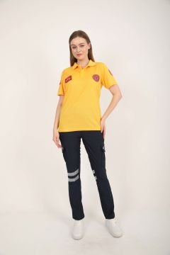 Yeni 112 Acil Sağlık Comfort Polo Yaka Sarı T-shirt(Unisex-Fileli)