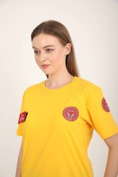 Yeni 112 Acil Sağlık Sıfır Yaka Penye Sarı T-shirt(Unisex)