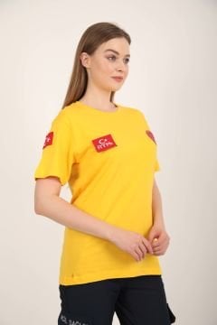 Yeni 112 Acil Sağlık Sıfır Yaka Penye Sarı T-shirt(Unisex)
