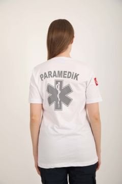 Yeni Paramedik Beyaz Sıfır Yaka Penye T-shirt(Unisex)