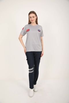 Yeni Paramedik Açık Füme Sıfır Yaka Comfort T-shirt(Unisex-Fileli)