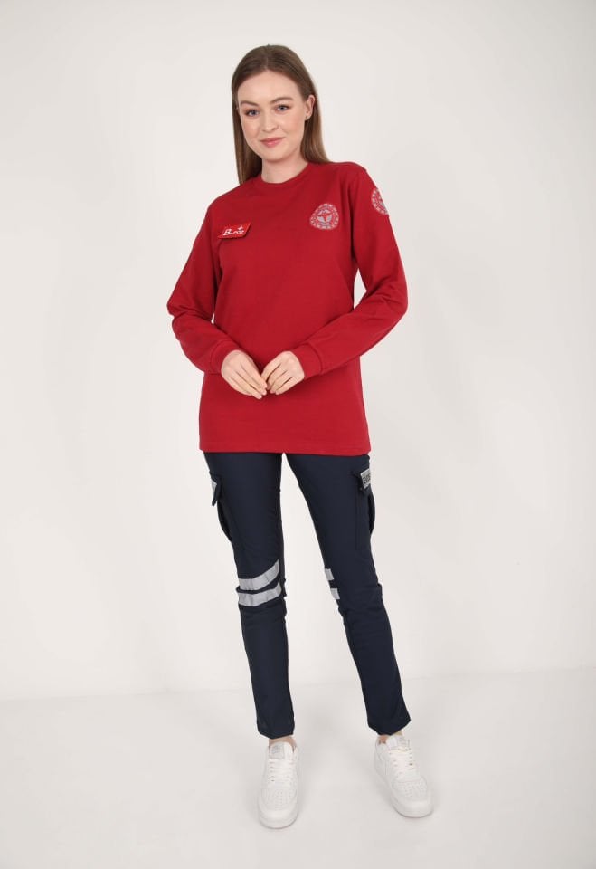 Yeni Evde Sağlık Bordo Sıfır Yaka Swit (Unisex)