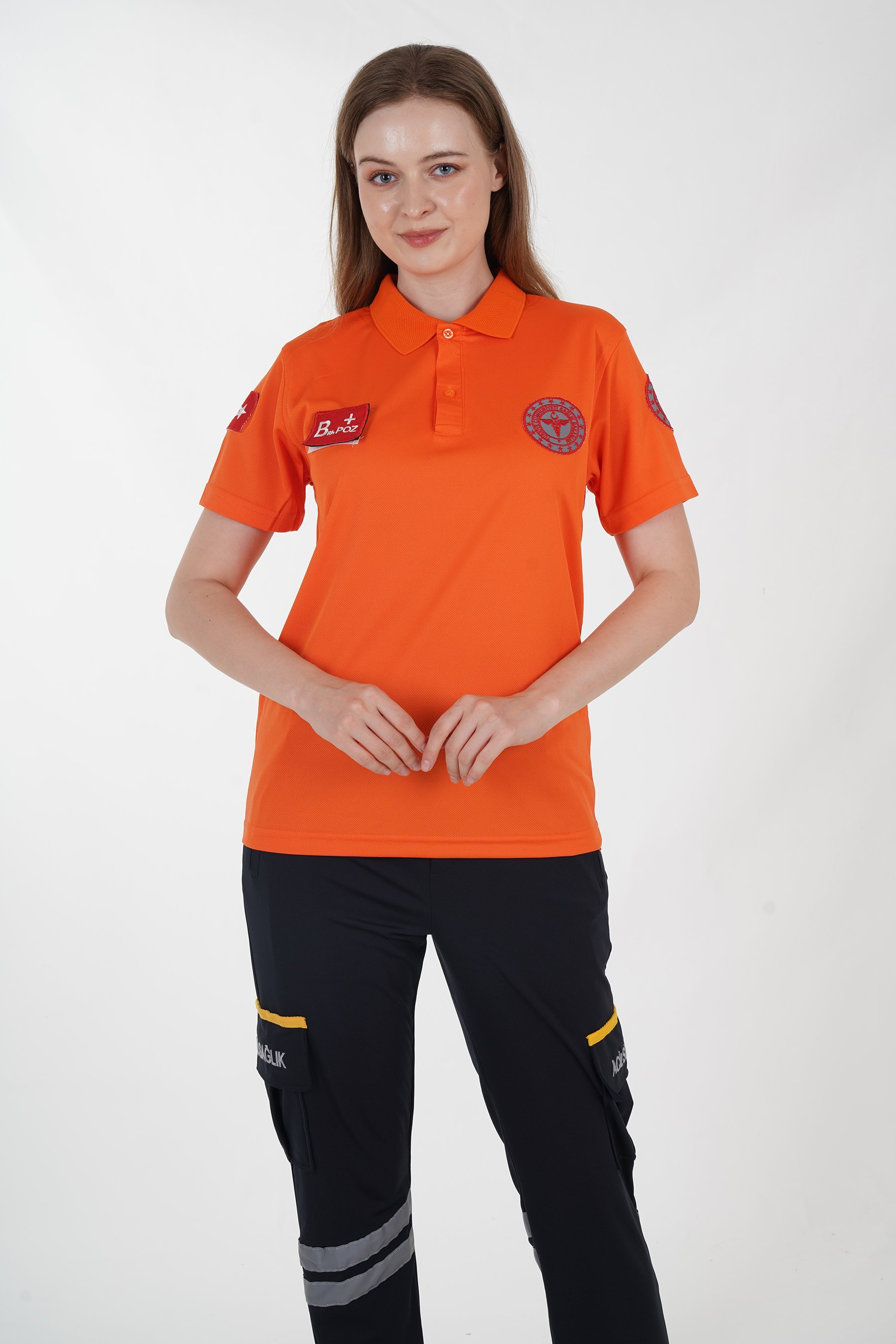 Yeni 112 Acil Sağlık Turuncu Polo Yaka Comfort T-shirt (Unisex-Fileli)