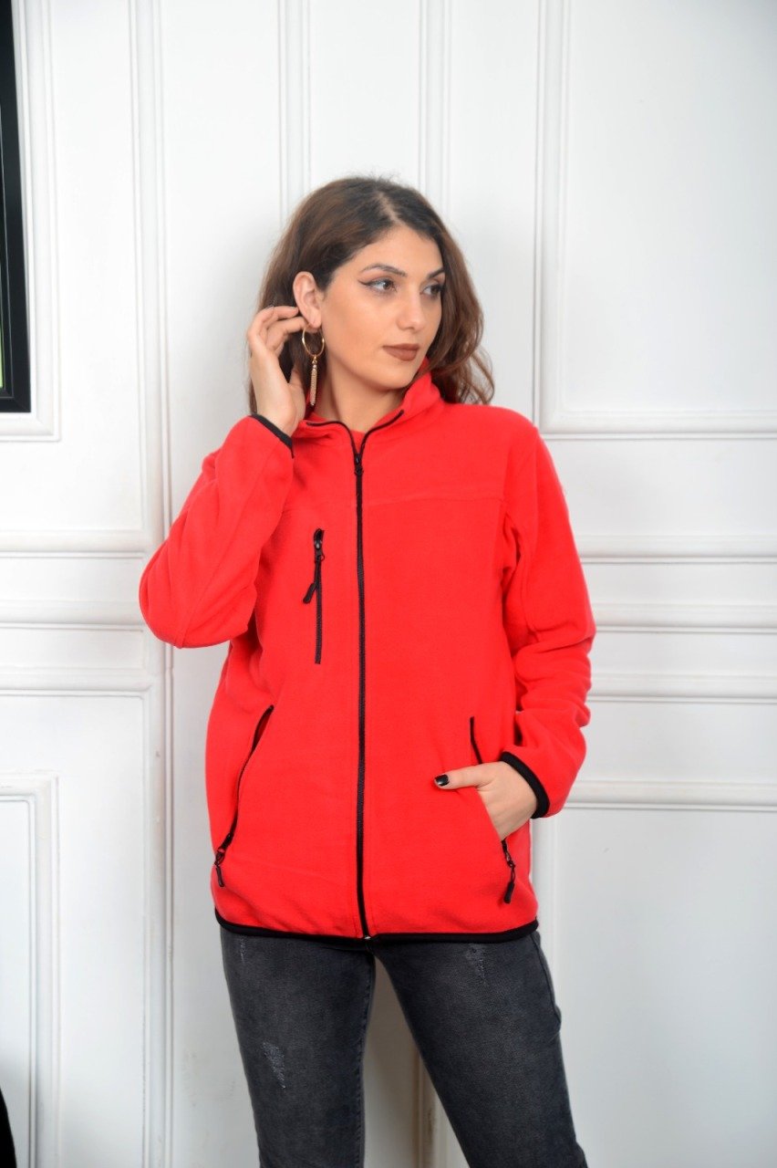 Kırmızı Fermuarlı Polar (Unisex)