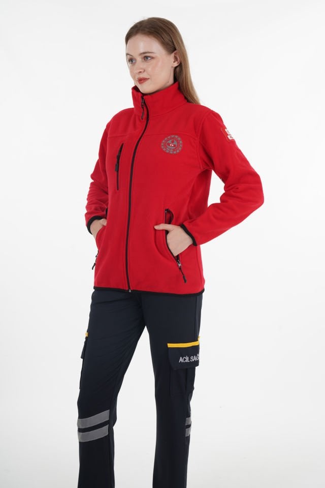 112 Acil Çağrı Merkezi Kırmızı Polar (Unisex)