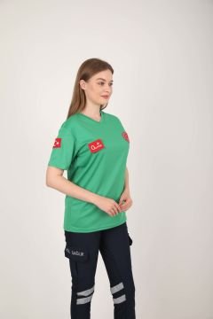 Yeni Acil Sağlık Açık Yeşil Sıfır Yaka Comfort T-shirt(Unisex-Fileli)