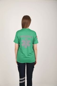 Yeni Paramedik Açık Yeşil Sıfır Yaka Comfort T-shirt(Unisex-Fileli)