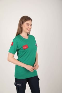 Yeni Paramedik Açık Yeşil Sıfır Yaka Penye T-shirt(Unisex)