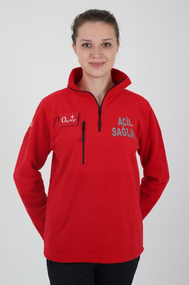 Acil Sağlık Kırmızı Fermuarlı Swit (Unisex)