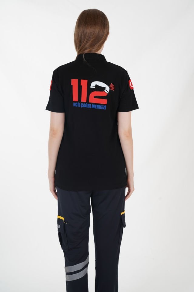 112 Acil Çağrı Merkezi Siyah Lacost T-shirt (Unisex)