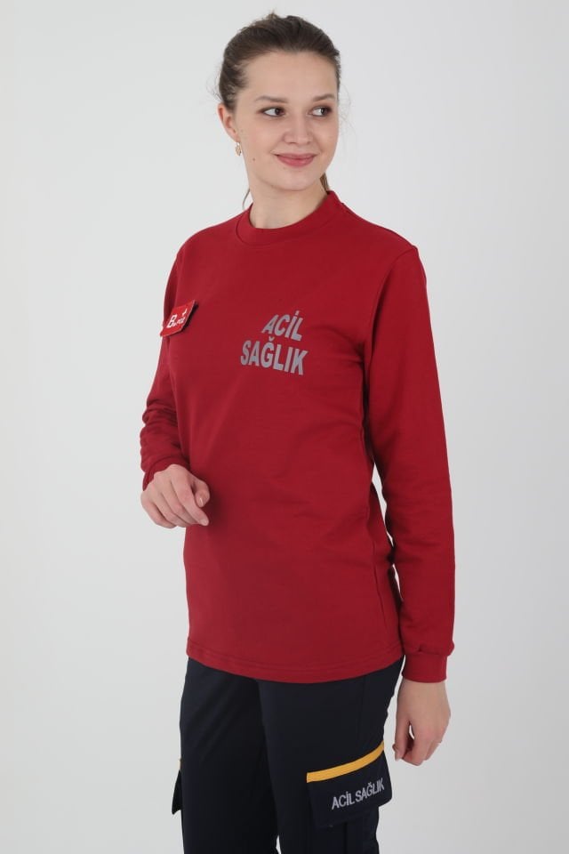 Acil Sağlık Bordo Sıfır Yaka Swit (Unisex-2 iplik)