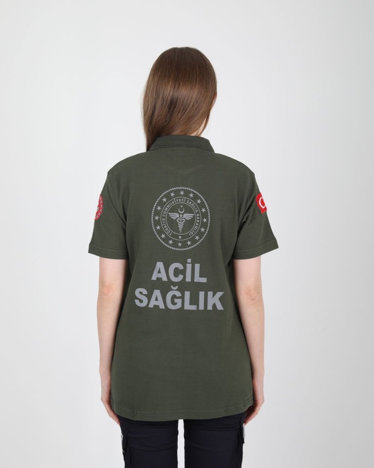 Yeni 112 Acil Sağlık Haki Yeşili Lacost T-shirt(Unisex)