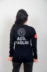 112 V Yaka Penye Uzun Kollu T-shirt