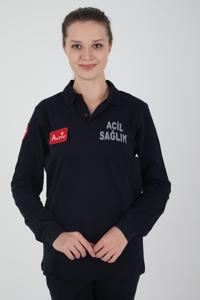 Acil Sağlık Lacivert Uzun Kollu Lacost T-shirt (Unisex)