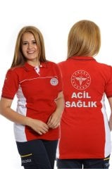 112 Çift Renk Kırmızı Beyaz T-shirt