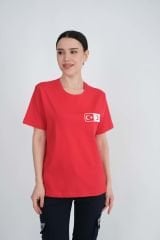 Yeni Kızılay Sıfır Yaka Kırmızı Penye T-shirt(Unisex)