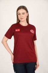 YENİ Acil Sağlık Sıfır Yaka Comfort Bordo T-shirt(Fileli-Unisex)