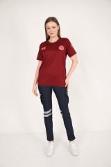 YENİ Acil Sağlık Sıfır Yaka Comfort Bordo T-shirt(Fileli-Unisex)