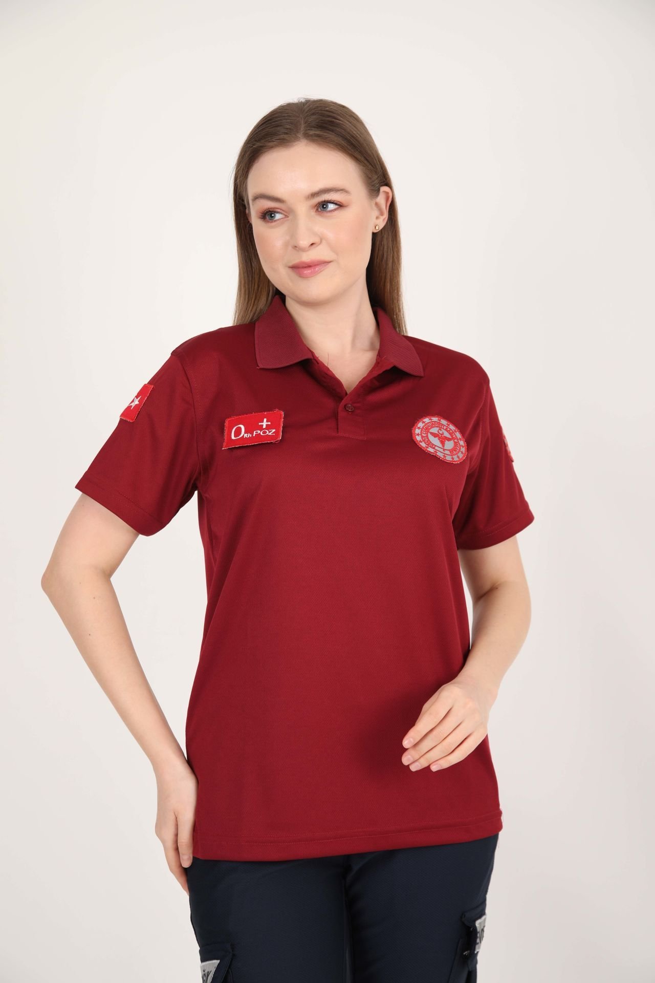 Yeni Acil Sağlık Bordo Polo Yaka Comfort T-shirt(Unisex)