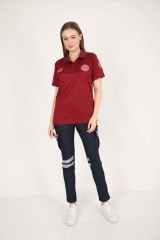 Yeni Acil Sağlık Bordo Polo Yaka Comfort T-shirt(Unisex)