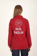 YENİ Acil Sağlık Uzun Kollu Bordo Lacost T-shirt(Unisex)