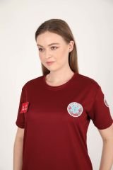 YENİ Paramedik Bordo Sıfır Yaka Comfort T-shirt(Fileli-Unisex)