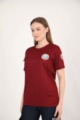 YENİ Paramedik Bordo Sıfır Yaka Comfort T-shirt(Fileli-Unisex)