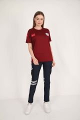 YENİ Paramedik Bordo Sıfır Yaka Comfort T-shirt(Fileli-Unisex)