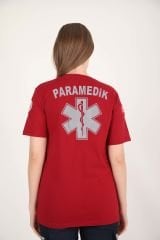 YENİ Paramedik Sıfır Yaka Bordo Penye T-shirt(Unisex)