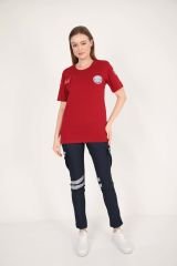 YENİ Paramedik Sıfır Yaka Bordo Penye T-shirt(Unisex)