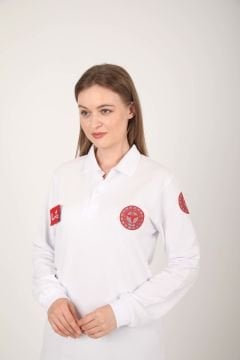 Yeni 112 Acil Sağlık Lacost Beyaz Uzun Kollu T-shirt(Unisex