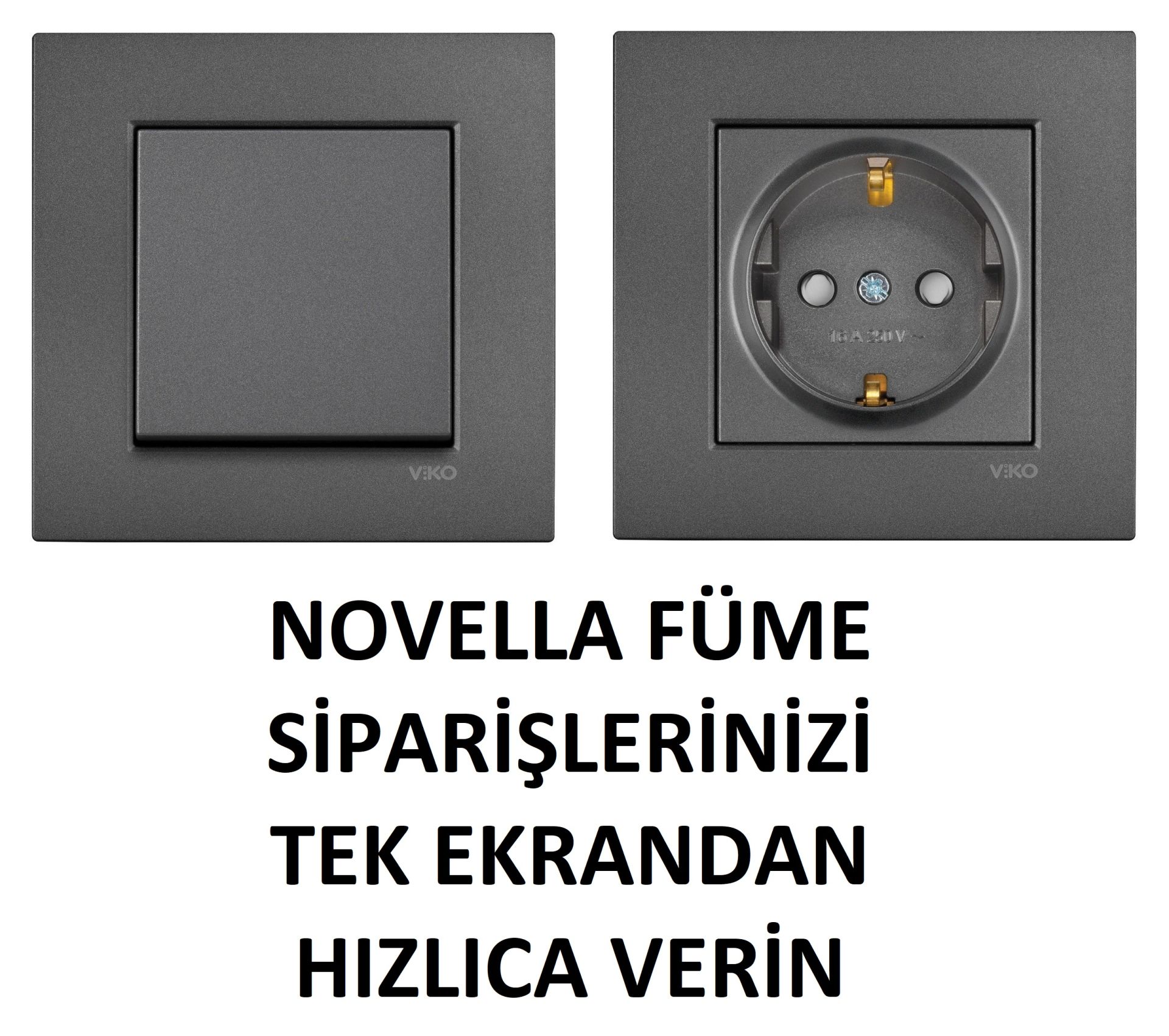Viko Artline Novella FÜME Renk Anahtar ve Priz Çeşitleri