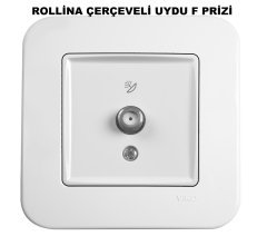 Viko Linnera/Rollina Beyaz/Krem F Kollektörlü Uydu Prizi Geçişli