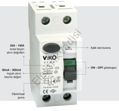 Viko 2X40 Amper 30 Miliamper Monofaze Kaçak Akım Rölesi