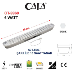 Cata Şarjlı Işıldak 60 Ledli 6w Ct-9960