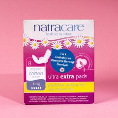 Natracare Organik Ultra Ekstra Kanatlı Ped Uzun görseli.