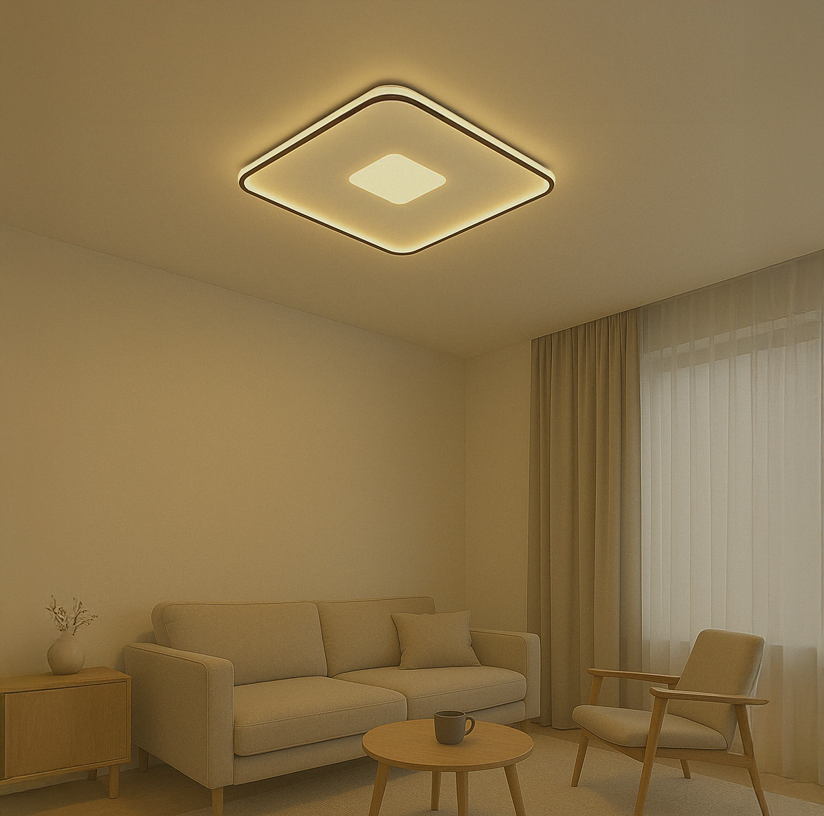 Modern Dekoratif Kare Plafonyer Led Avize 3 Renk