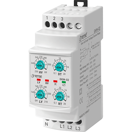 TENSE - GKM-02 Analog Ayarlı Aşırı ve Düşük Trifaze Gerilim Kontrol Rölesi