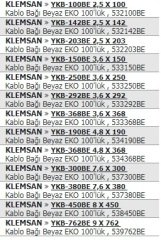 KLEMSAN » YKB-142BE 2,5 X 142  Kablo Bağı Beyaz EKO 100'lük 532142BE