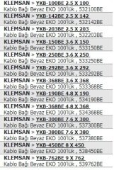KLEMSAN » YKB-190BE 4,8 X 190  Kablo Bağı Beyaz  EKO 100'lük , 534190BE