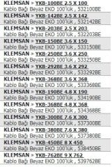 KLEMSAN » YKB-368BE 4,8 X 368  Kablo Bağı Beyaz  EKO 100'lük , 534368BE