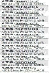 KLEMSAN » YKB-380BE 7,6 X 380  Kablo Bağı Beyaz  EKO 100'lük , 537380BE