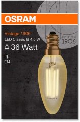 OSRAM - Vintage 1906 Led Classic 4.5W-36W Sarı Işık E14 Duy Mum Rustik Filamentli Ampul