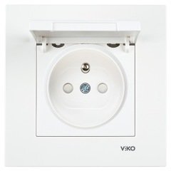 VİKO - Karre-Meridian Kapaklı Beyaz Topraklı Priz Ç.K