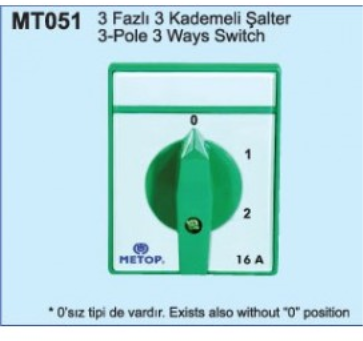 METOP - MT054 25A Çift Devirli Motor  Şalteri  1 -0- 2 25A