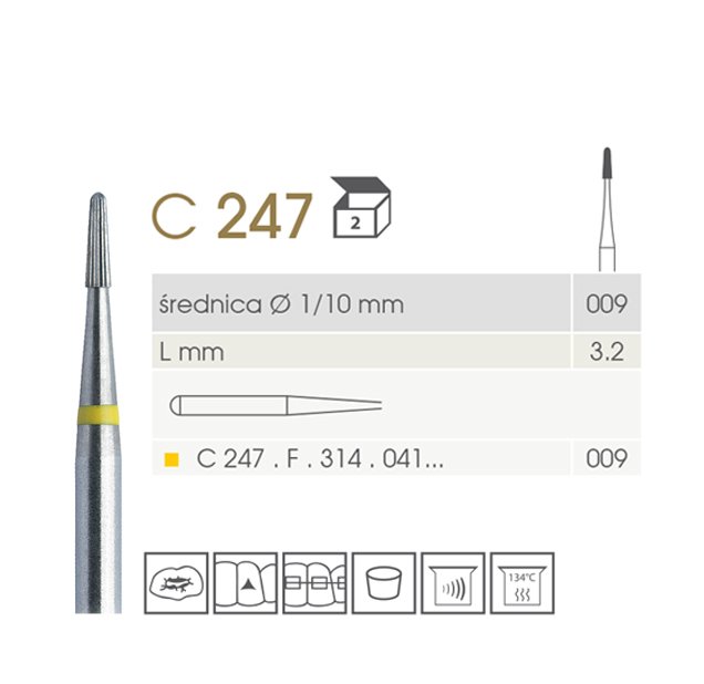 Finishers - Composite Finishing Burs - Duplex Finishers C247 Yellow Ø 009mm L 3,2mm