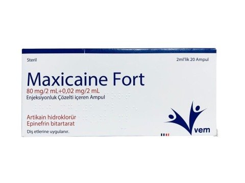 Maxicaine fort 20x2ml ampul/Adrenalinli Anestezi